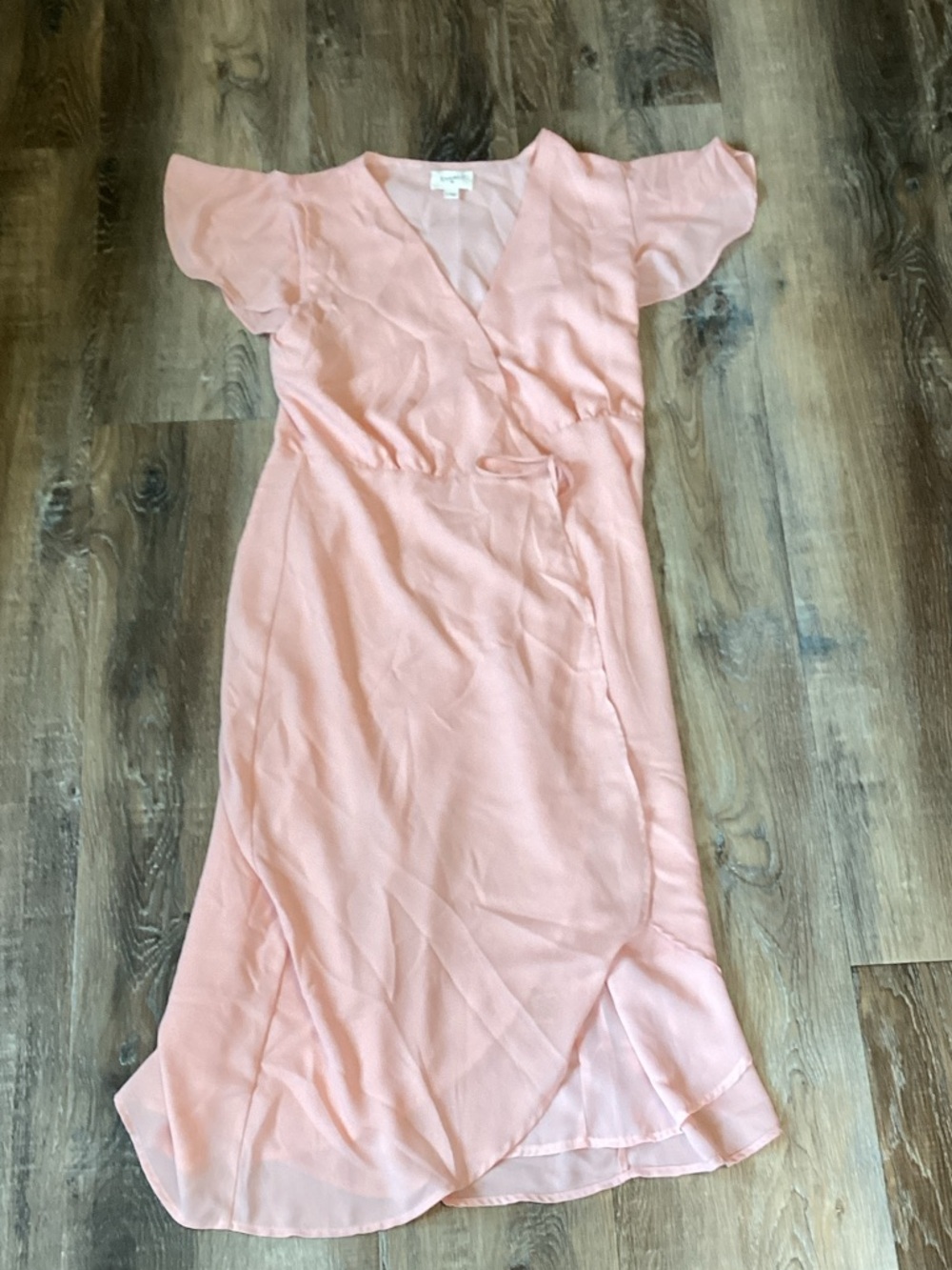 Everly Blush Pink Wrap Midi Dress